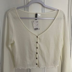 White button up crop top